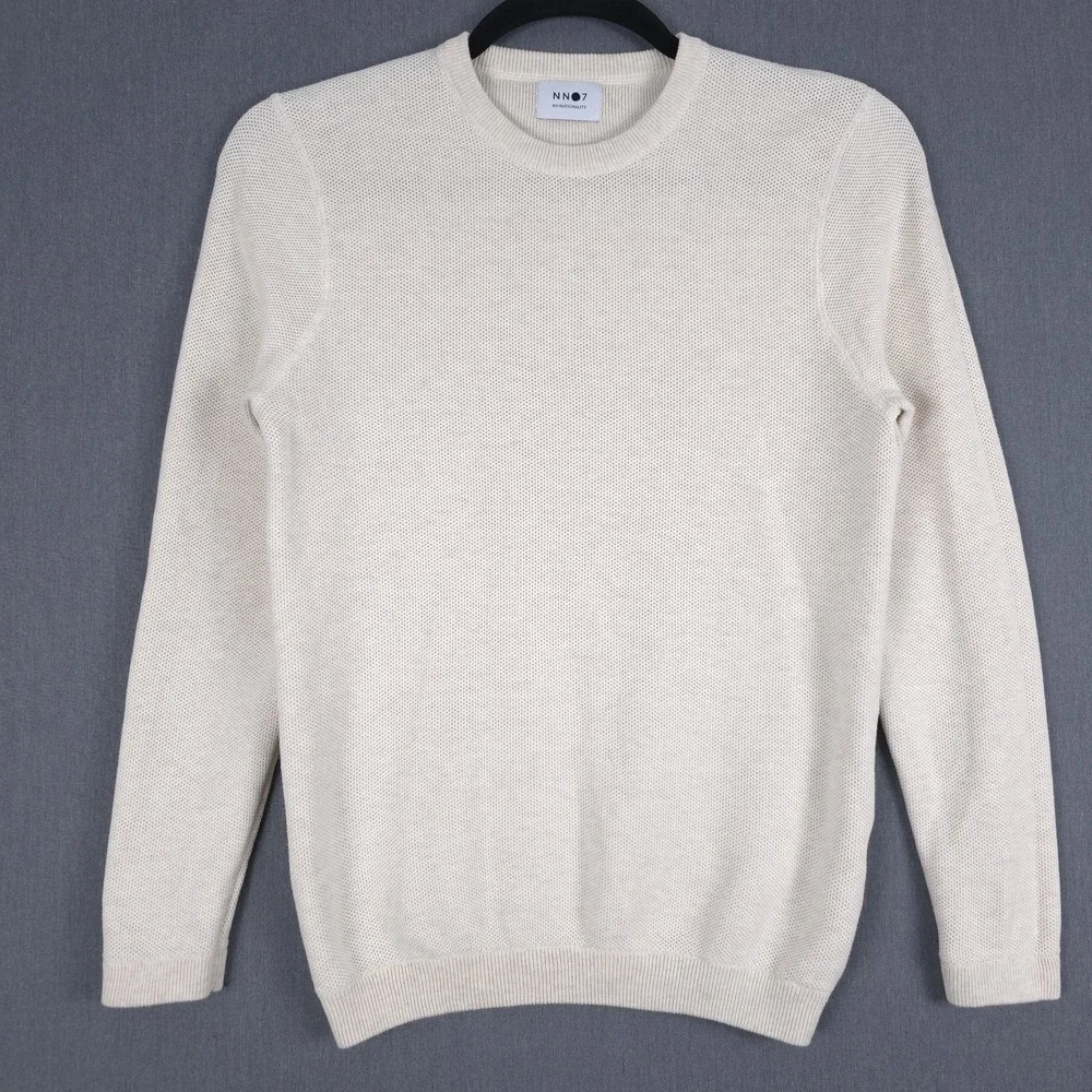 NN07 Hubert Sweater Mens Medium Beige Honeycomb Weave Pullover No Nationality